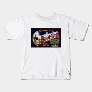 Greetings from Charleston, South Carolina - Vintage Large Letter Postcard Kids T-Shirt